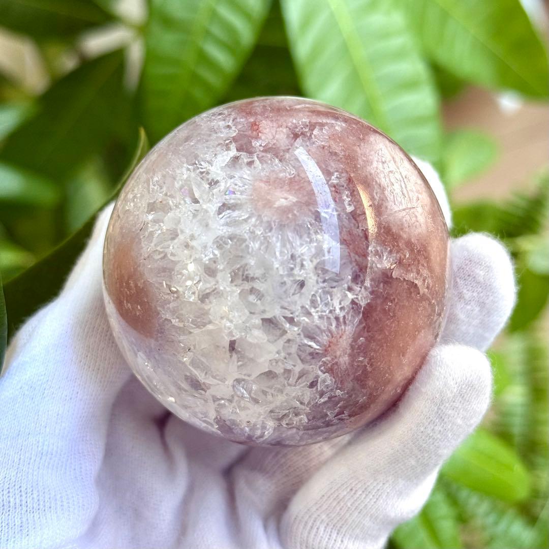 ピンクアメジストフラワーアゲート　濃ピンクパープル　スフィア　6cm ブラジル産