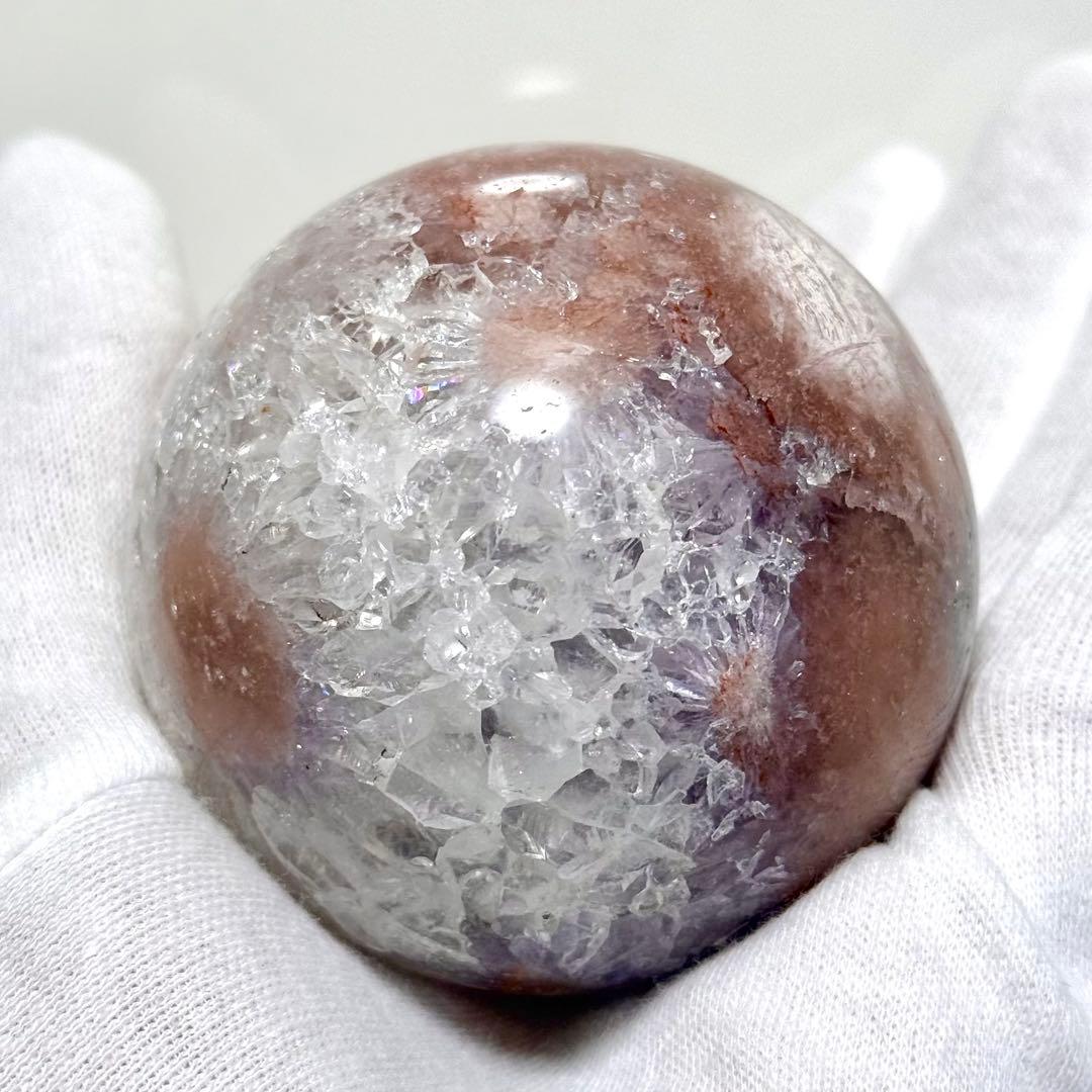 ピンクアメジストフラワーアゲート　濃ピンクパープル　スフィア　6cm ブラジル産