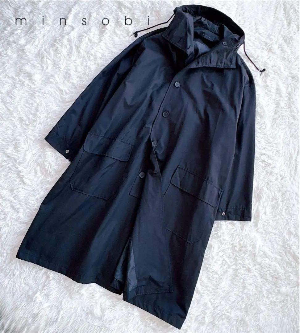 美品　ミンソビ　ビッグシルエットロングコート　フード付き　ブラック　ユニセックス