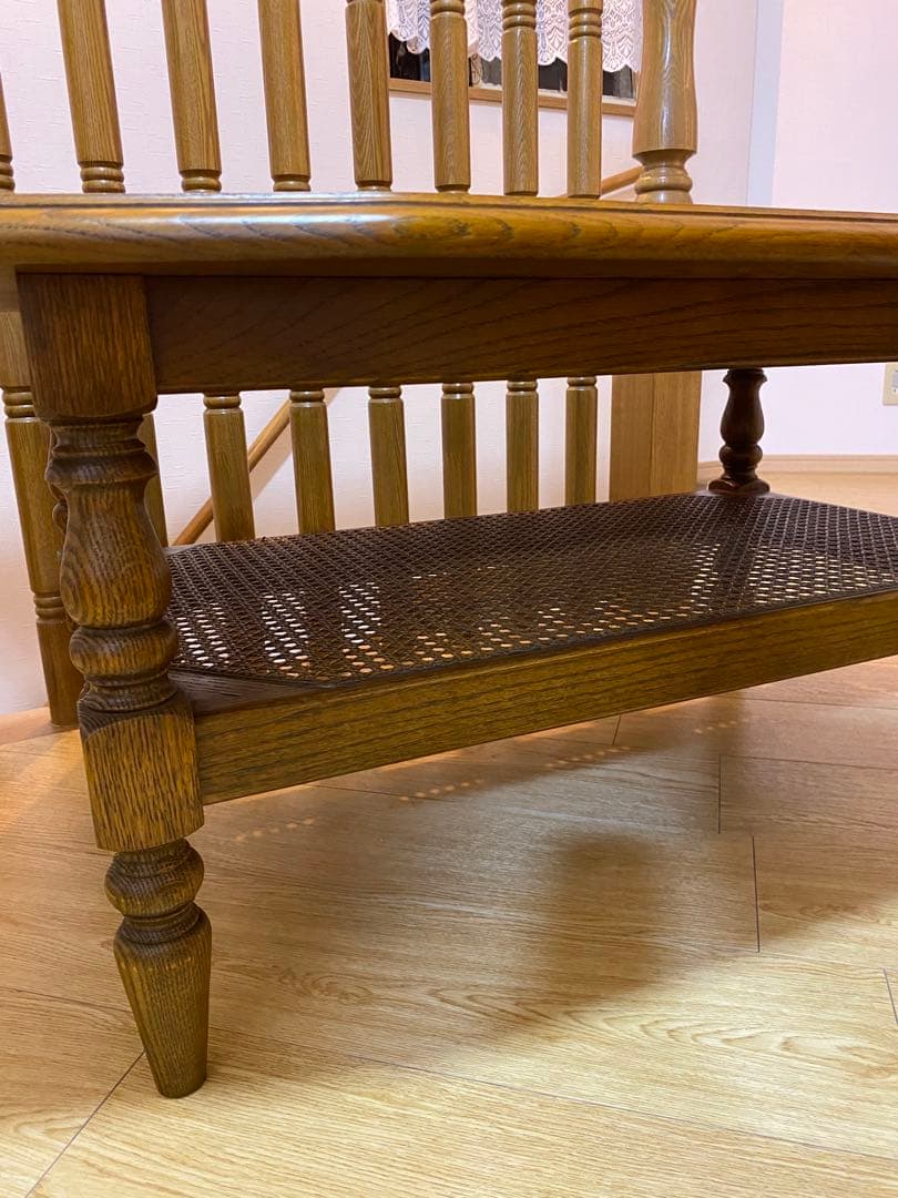 三越　ブルージュ　アンティーク　ローテーブル　ラタン　レトロ　ヴィンテージ