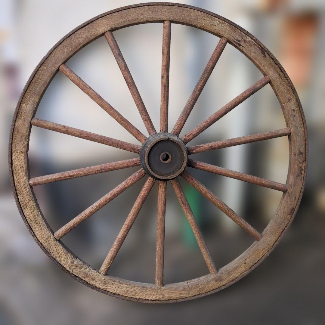 骨董　車輪　大八車　オブジェ　ガーデニング　木製　鉄　大型