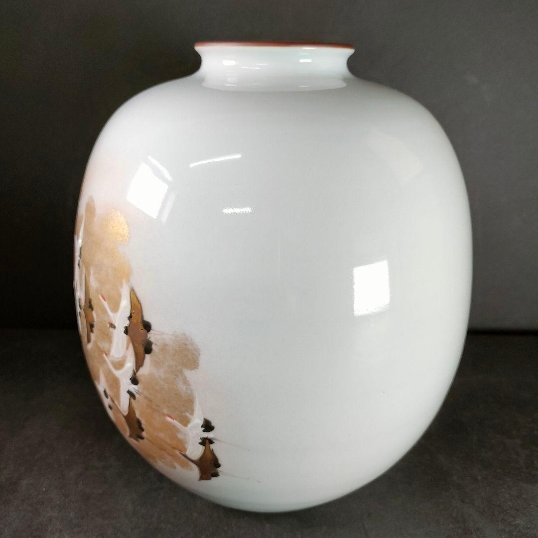 C6-4/九谷焼/光崖二代 高明作/金彩色絵鳥図花瓶/花瓶/花入/飾物