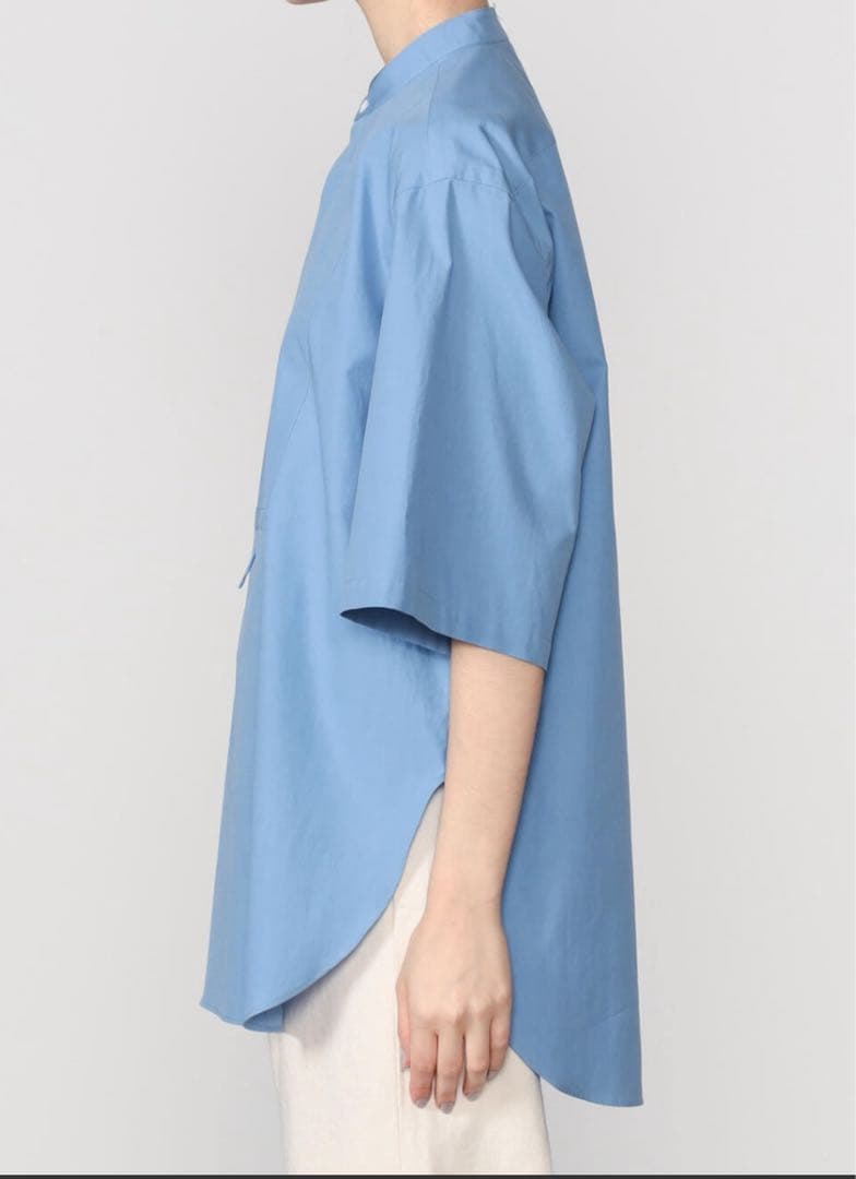 ユニセックス AURALEE バンドカラー半袖プルオーバーシャツ