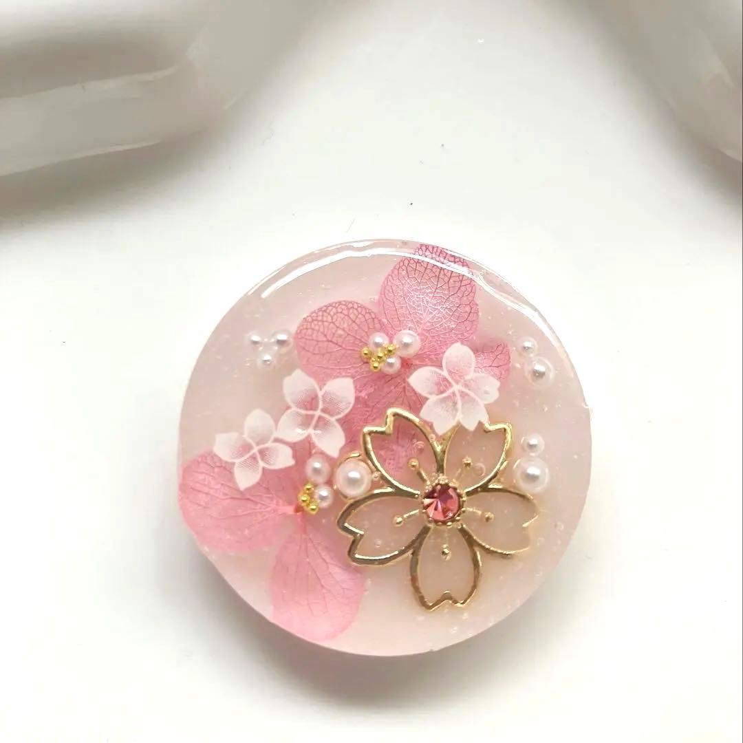 レジン　ヘアゴム　桜と紫陽花　ピンク◡̈♥︎