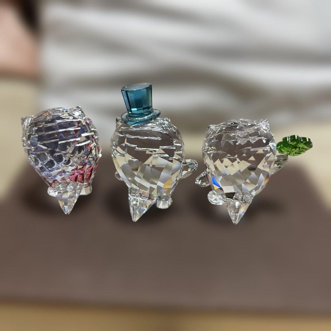 グレープジンジャー　SWAROVSKI フクロウ置物3点セット