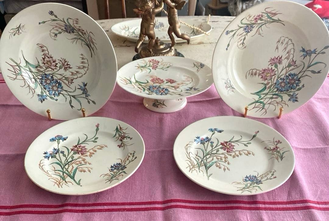 フランスアンティーク　LunevilleリュネヴィルBLEUET　矢車菊皿【B】