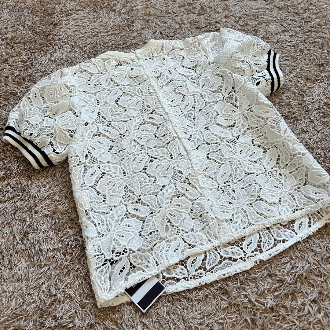 希少！ボーダー×レース　ボーダーズアットバルコニー 総レーストップス 38 白