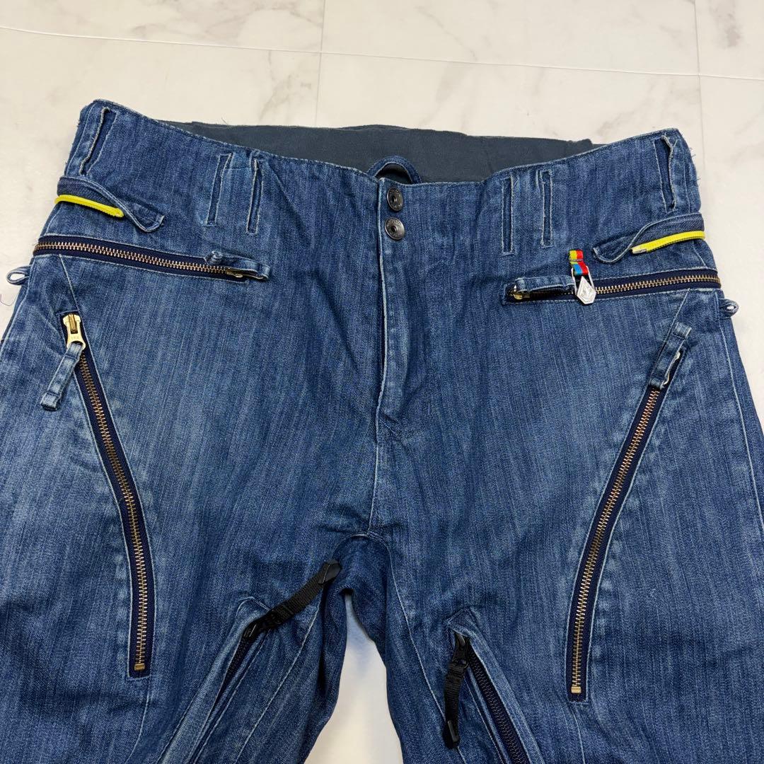 ボルコム　スノボーウェア　デニムパンツ　フレア　GENUINE 青 M ロゴ刺繍
