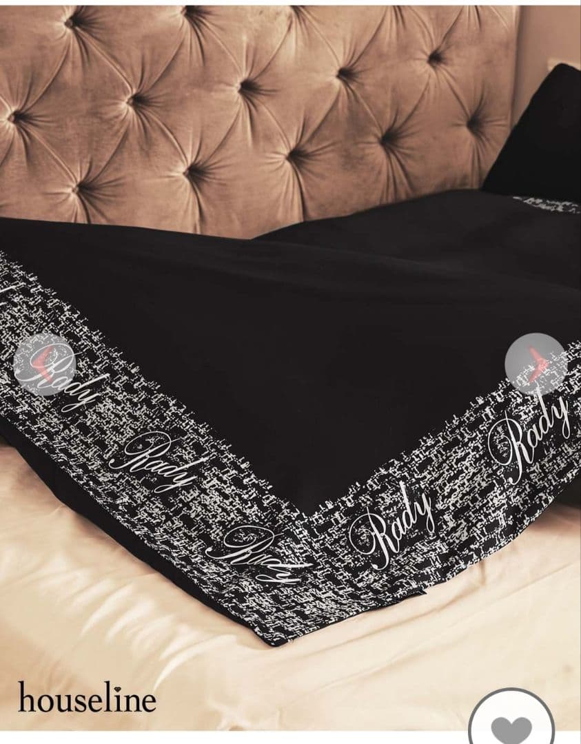 rady ツイードフレームベッドカバー　ブラック　ダブルサイズ