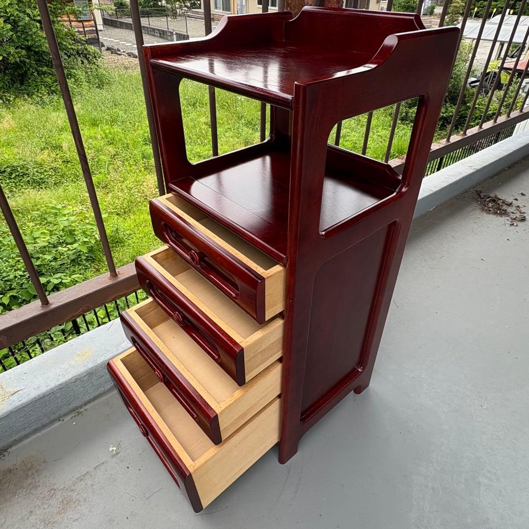 【送料込み】old Karimoku 電話台 引き出し4杯 木製