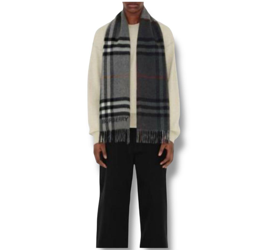 極美品✨現行ロゴ BURBERRY バーバリーチェック カシミア100%マフラー