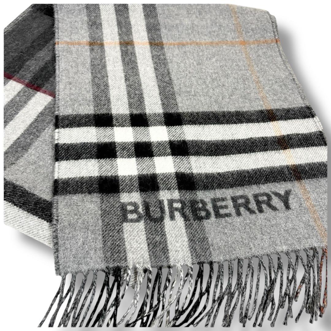 極美品✨現行ロゴ BURBERRY バーバリーチェック カシミア100%マフラー