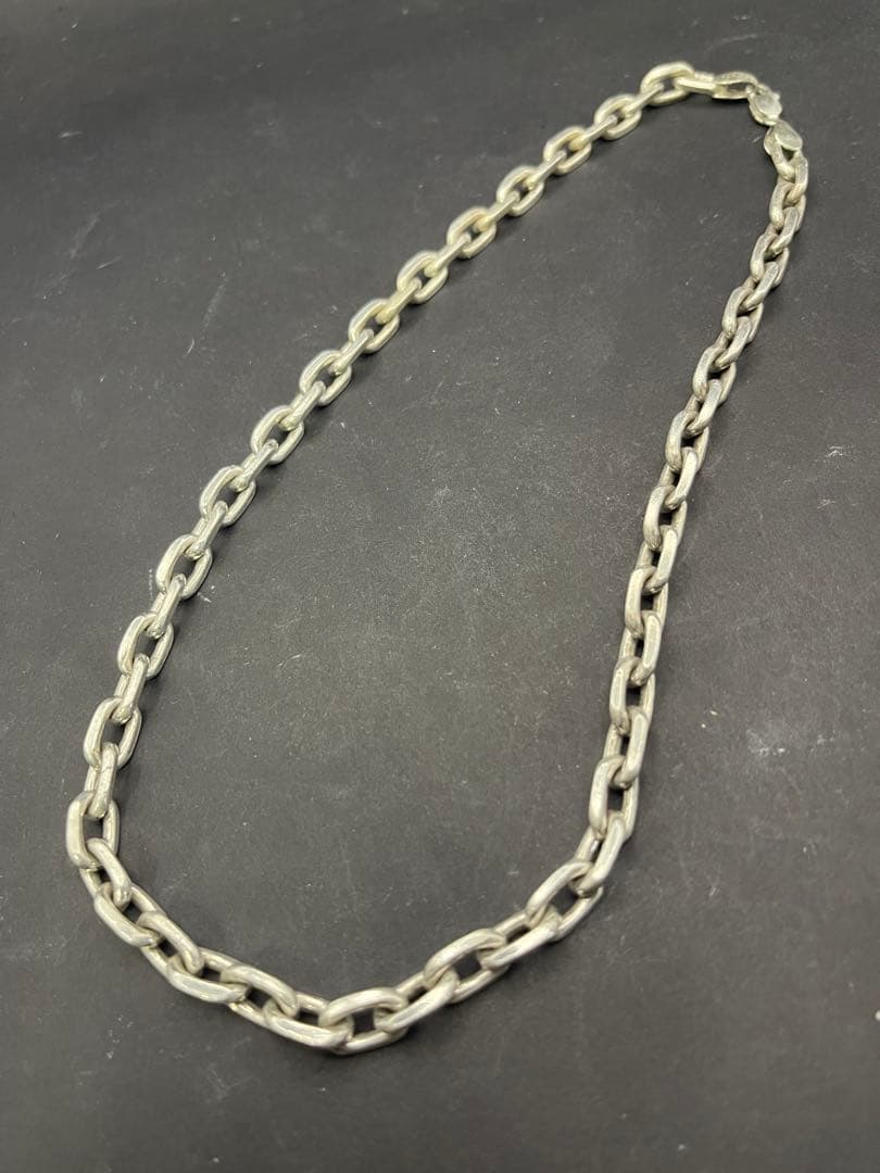 シルバー925製　極太！8mm幅　あずきリンクチェーンネックレス　約50cm