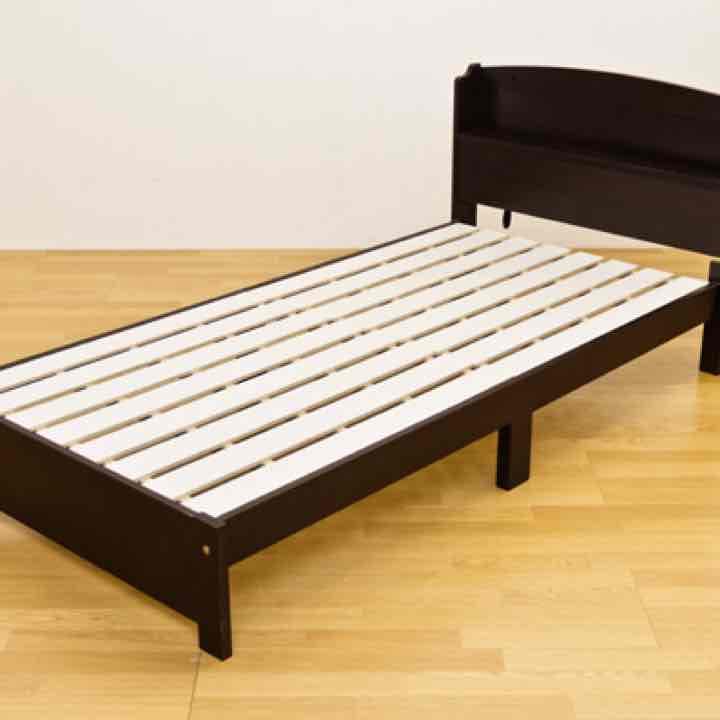 Treia　宮棚・コンセント付きベッド　DBR/LBR