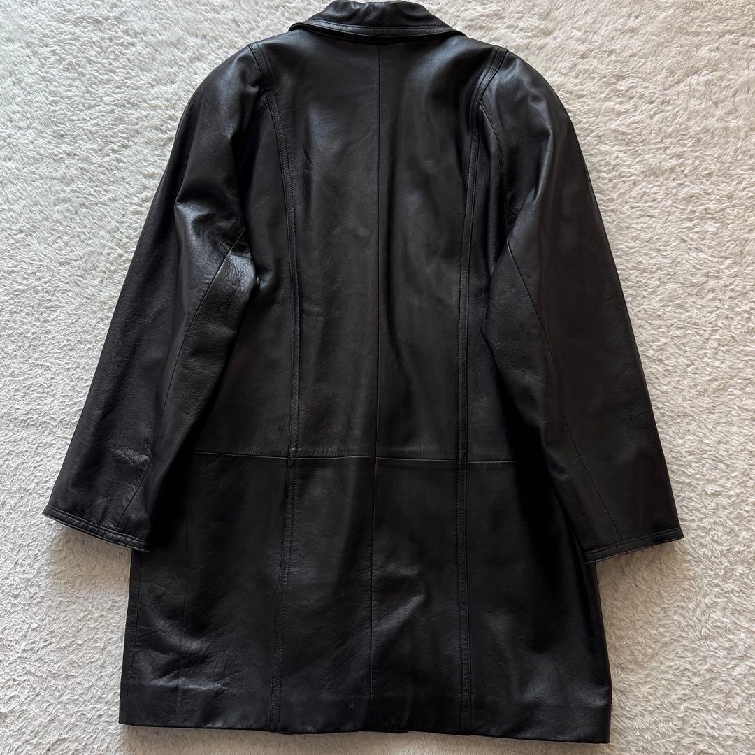 ピエールバルマン　ダブルブレストレザーコート　ブラック　ヴィンテージ