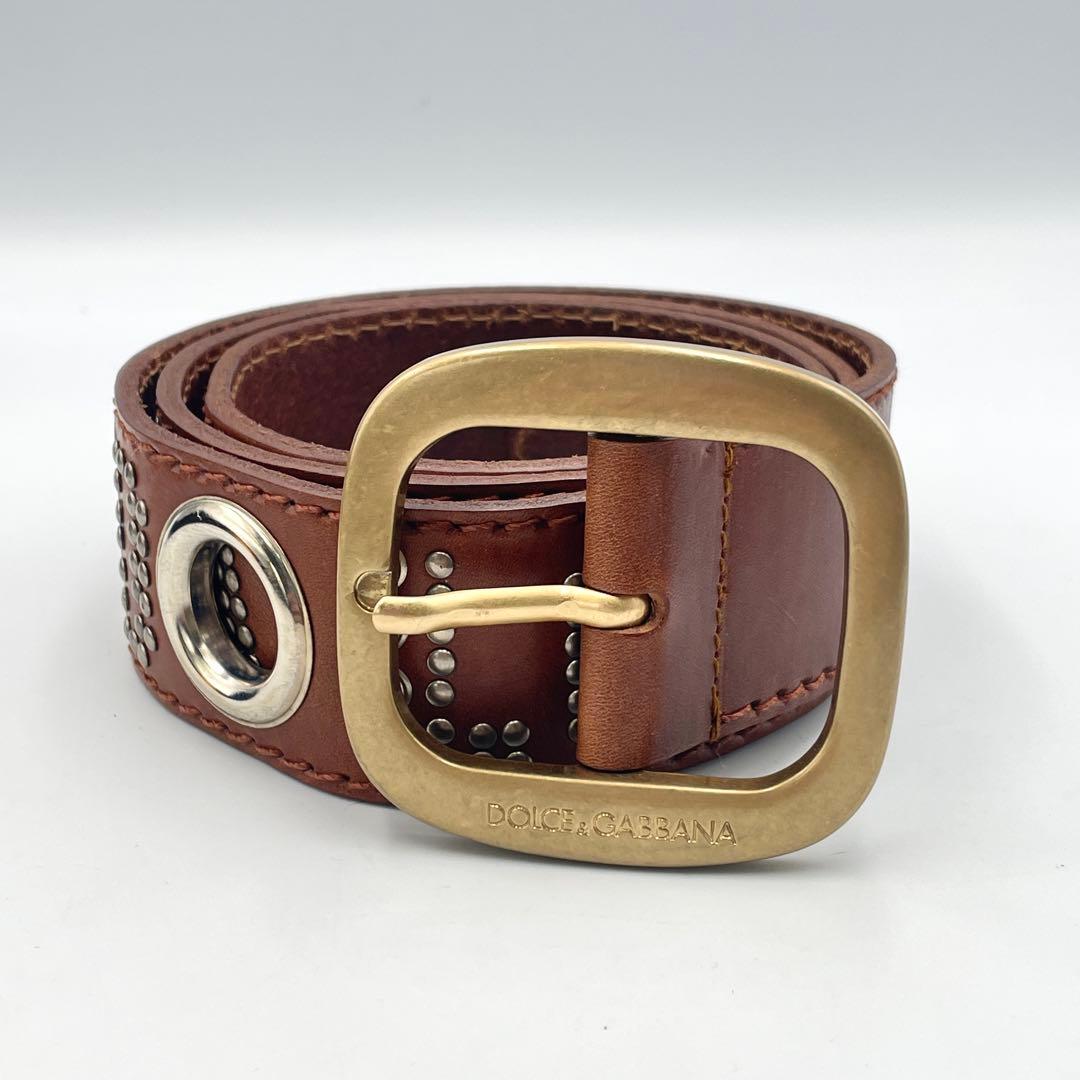 F ほぼ未使用 DOLCE&GABBANA レザーベルト ドルガバ 本革