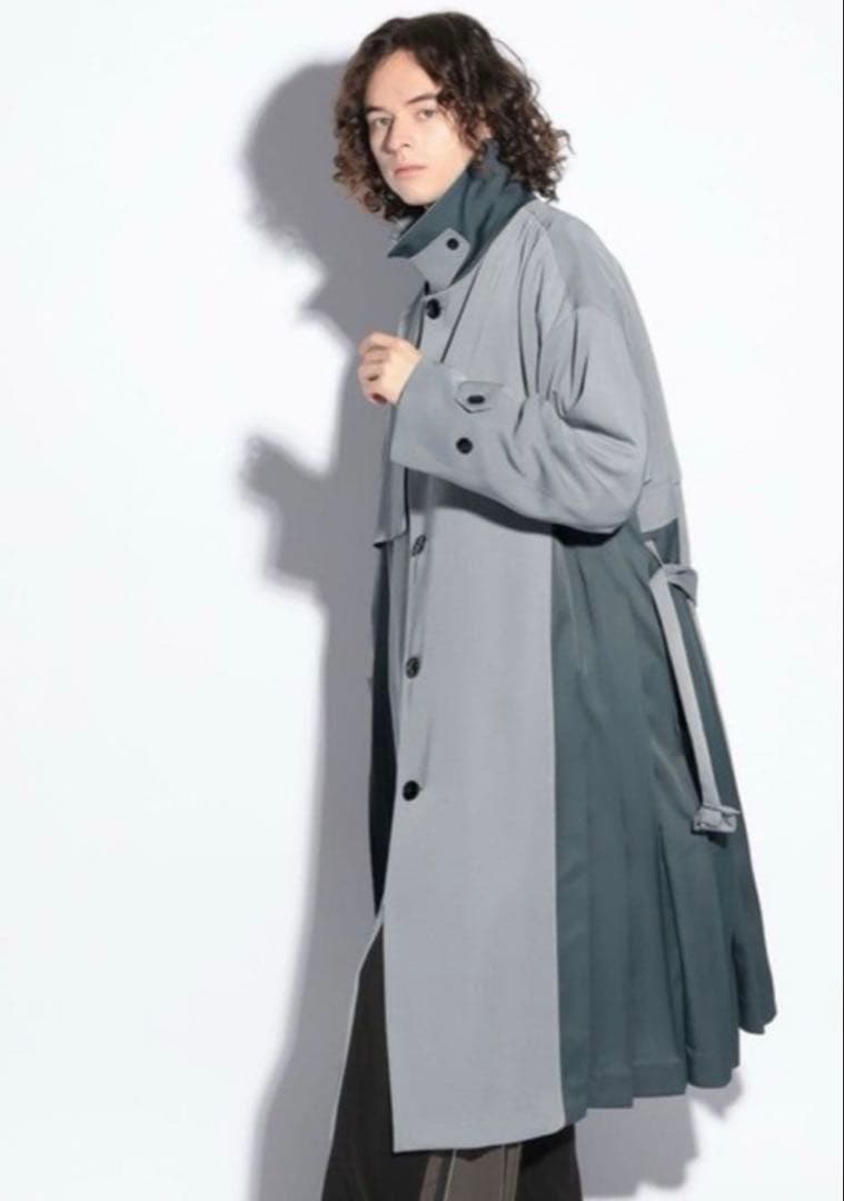 HARE サイドプリーツステンカラーコート