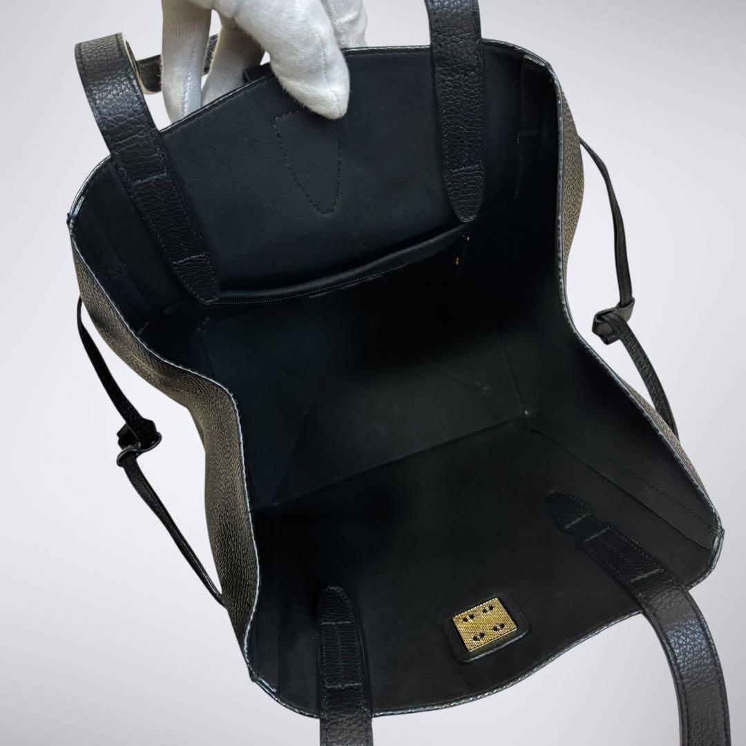 極美品 FURLA フルラ ネット トートバッグ ブラック 黒 近年モデル シボ