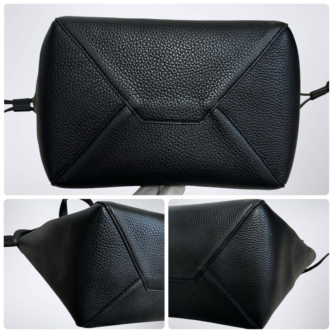 極美品 FURLA フルラ ネット トートバッグ ブラック 黒 近年モデル シボ