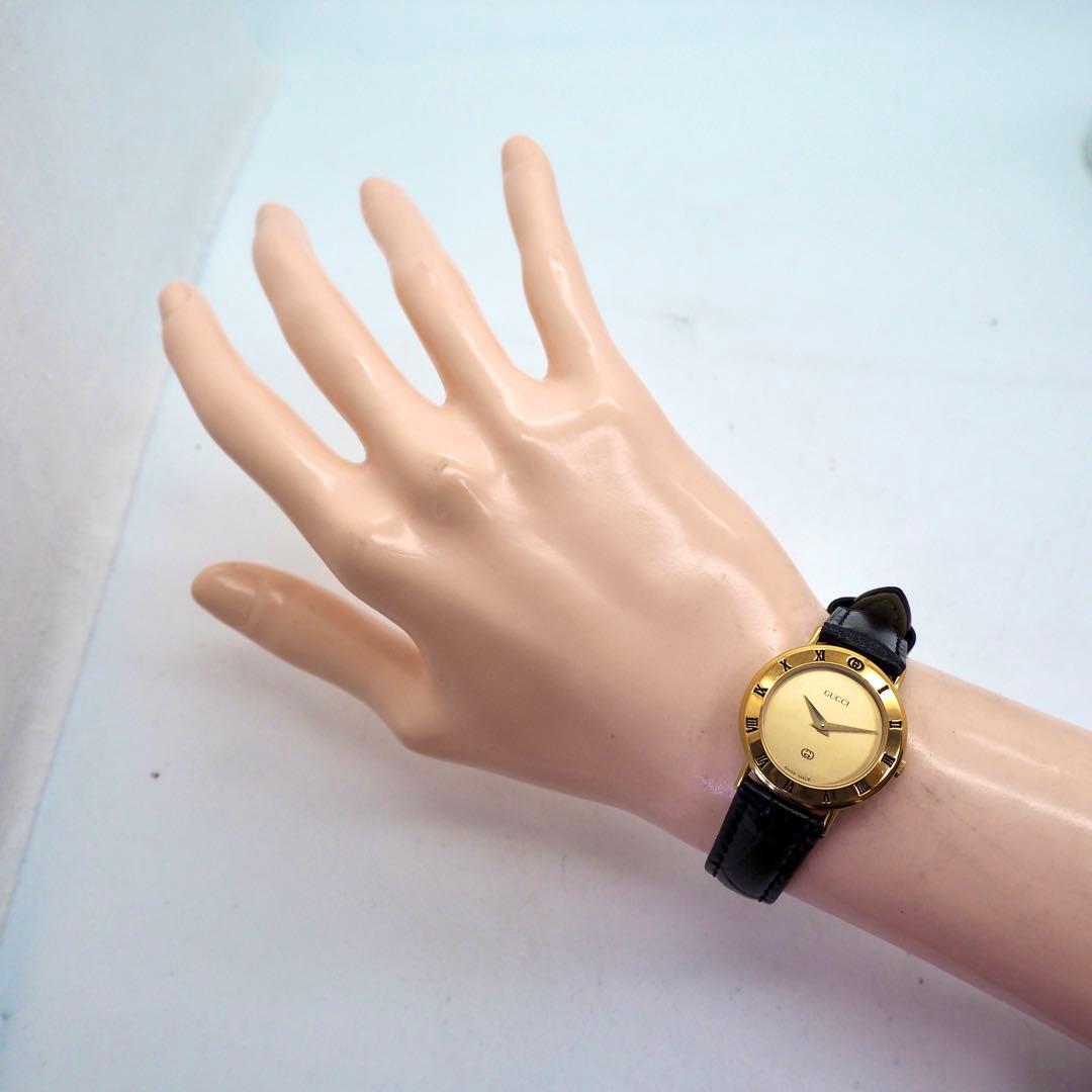 119【美品】GUCCI レディース 時計 3000L 新品ベルト ゴールド