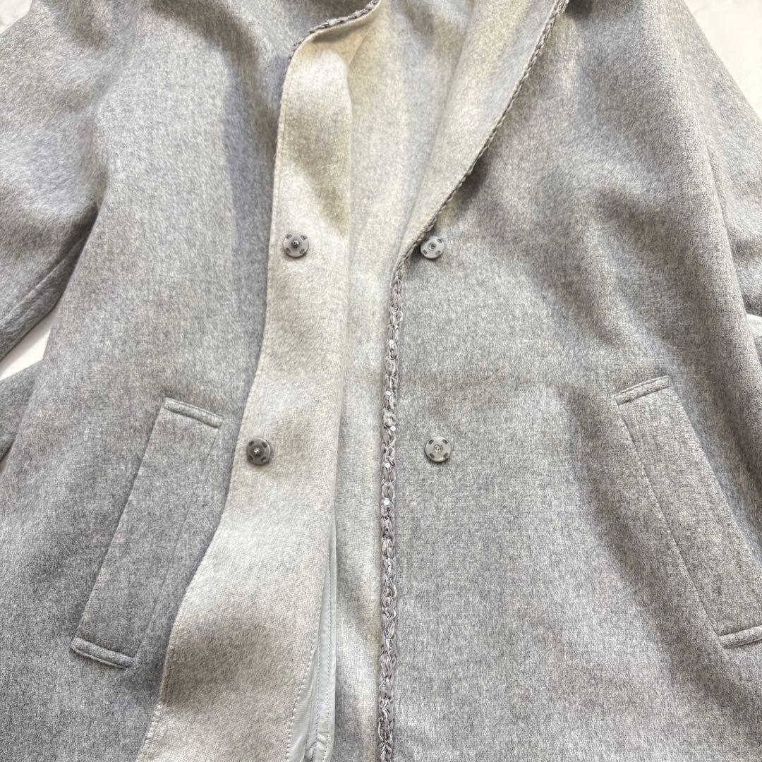 希少3XL トゥービーシック 美品 ウール リバーコート グレー フーディ