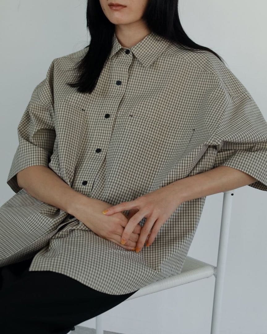 トップス anuke check over shirts