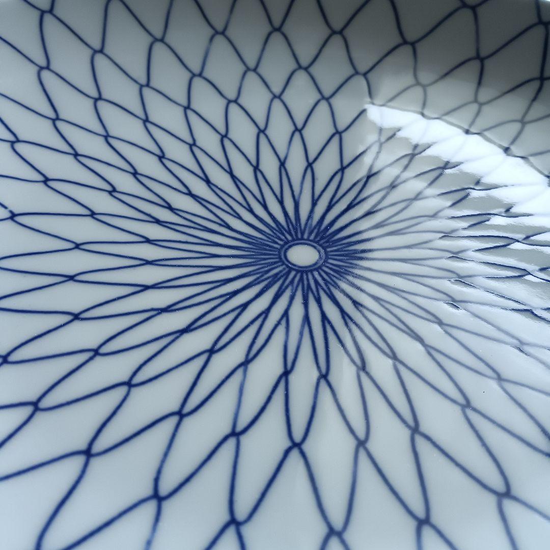 青い幾何学模様の平皿 2枚セット 手描網9号皿 [ 27×4㎝ ] 有田焼大皿