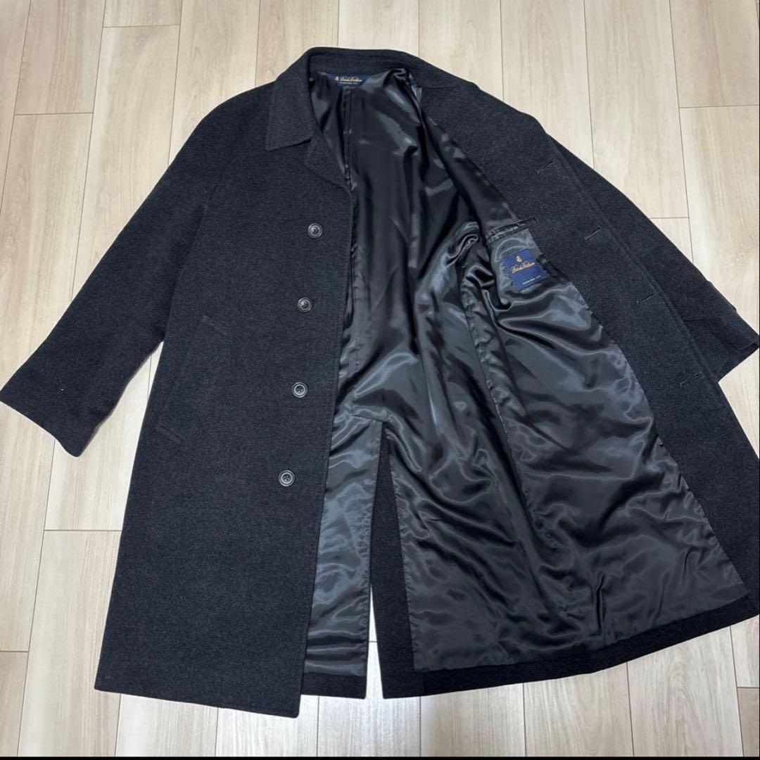 【美品】ブルックスブラザーズ カシミヤ混 ステンカラーコート ダークグレー 38