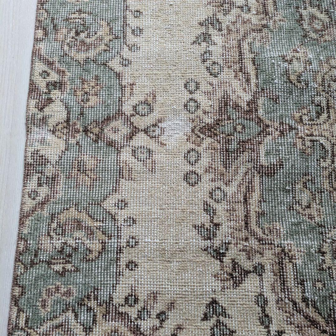 108×203 グリーン王道メダリオン　トルコヴィンテージラグ