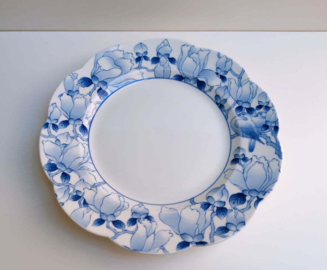 深川製磁　染付木蓮　ミート皿