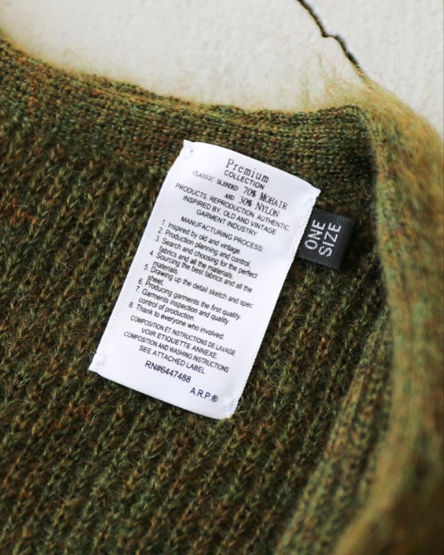 A.R.P. Premium モヘアカーディガン オリーブ