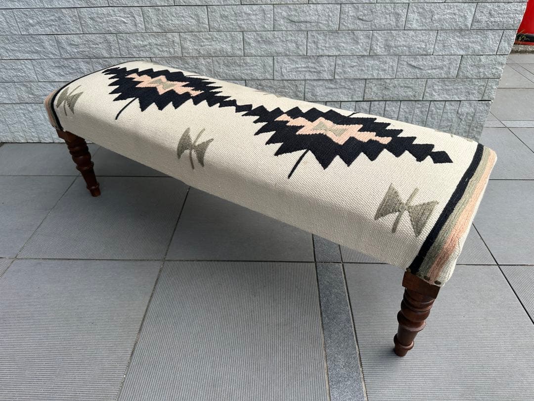 Ne WORKS キリム刺繍 木製脚ベンチスツール