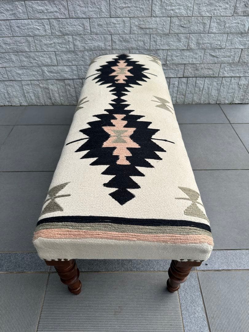 Ne WORKS キリム刺繍 木製脚ベンチスツール
