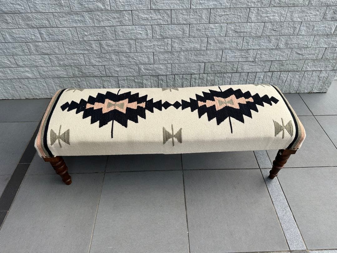 Ne WORKS キリム刺繍 木製脚ベンチスツール