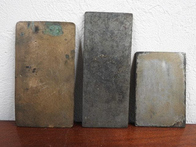 角型銅鏡三枚　竹鶴亀・蝙蝠・南天　M８７４