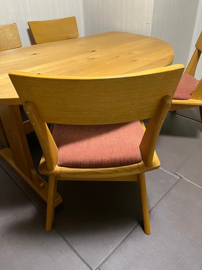 希少飛騨家具　太平産業180センチ半円形　ダイニングテーブル、回転椅子4脚セット