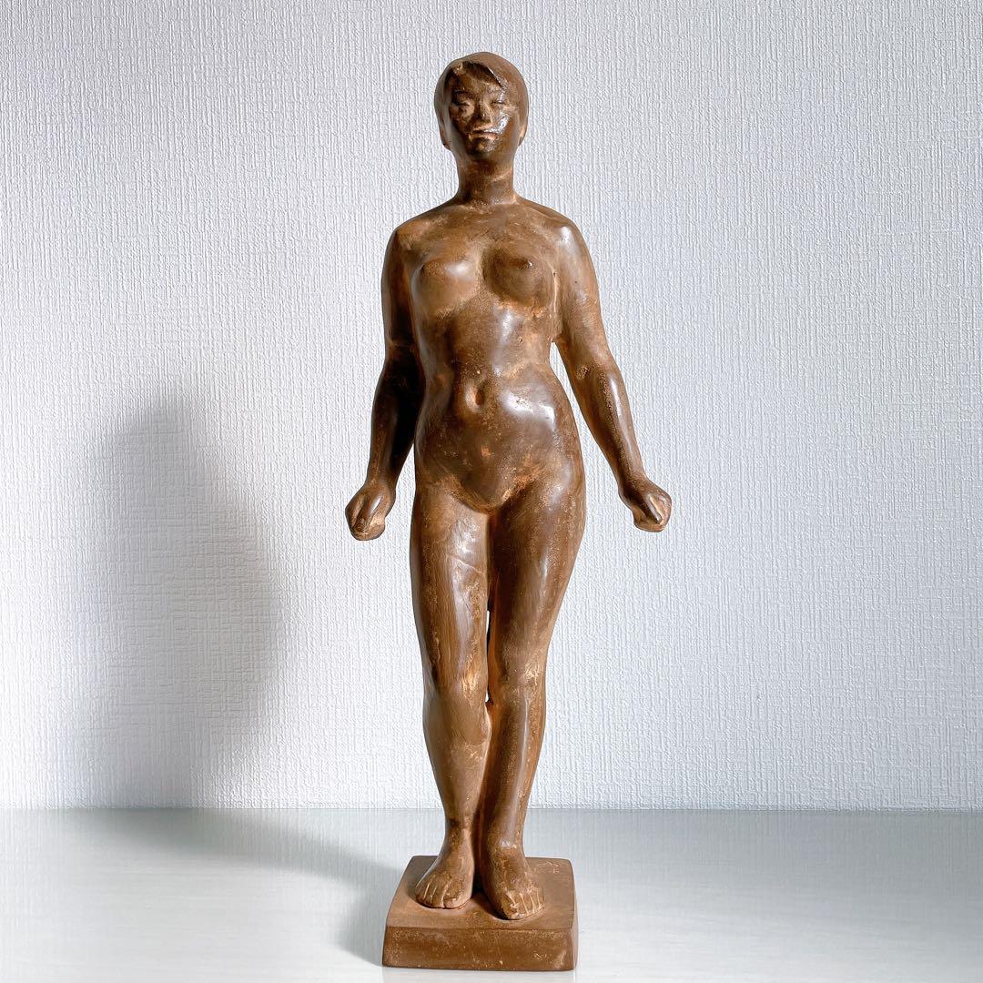 真作　三枝惣太郎　裸婦像　鉄製　ブロンズ像　在銘　女性像　美人像　彫刻　置物