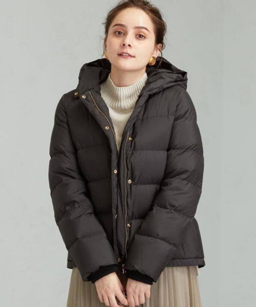 グリーンレーベルリラクシング フード ショート ダウンジャケット ブラック