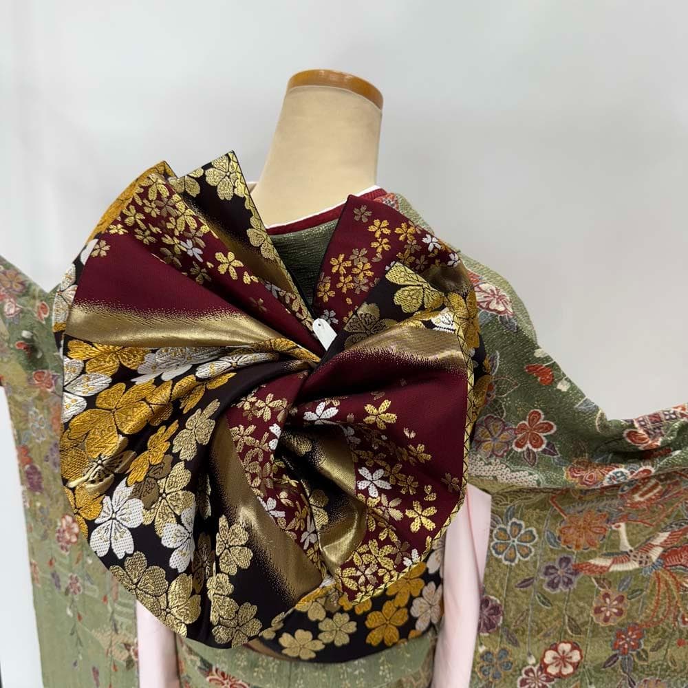 振袖フルセット 緑 染め 成人式 草履バック付 裄65.5cm S-202