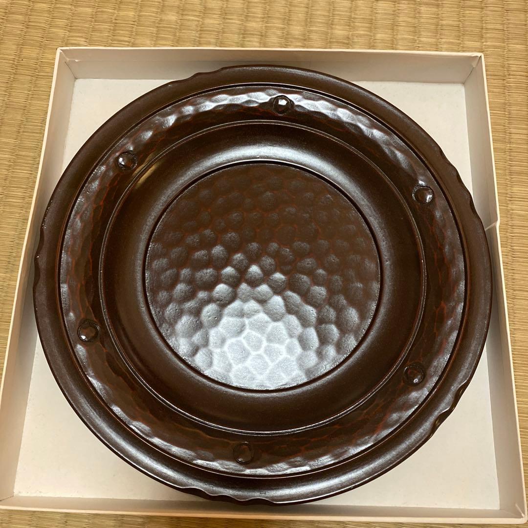 鎌倉彫　陽堂　古瓦盆　8寸　刀目