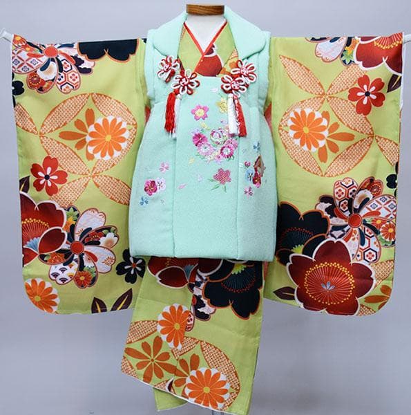 七五三 三歳 女児 被布着物フルセット お仕立て無料 NO34391