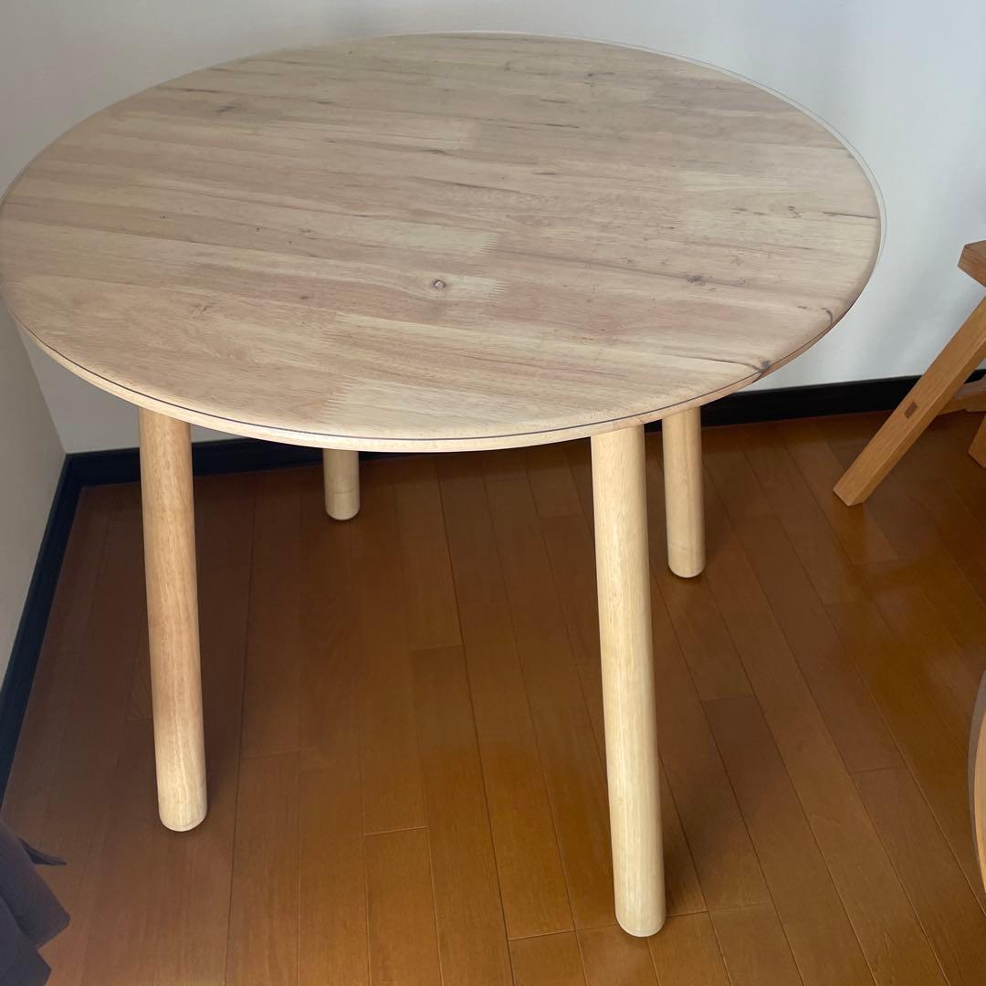 テーブル ラウンド 直径80×高さ7ナチュラル 天然木 ダイニングテーブル