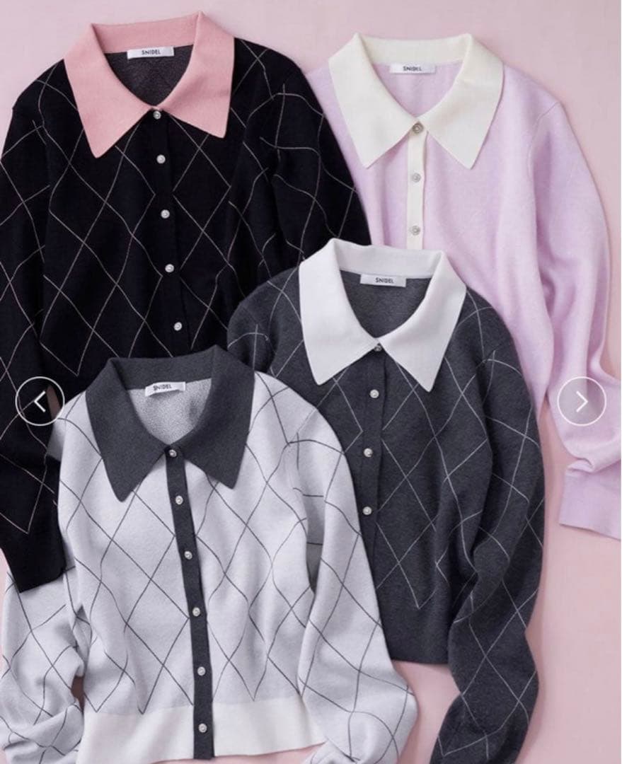 スナイデル　SNIDEL アーガイルチェックカーディガン