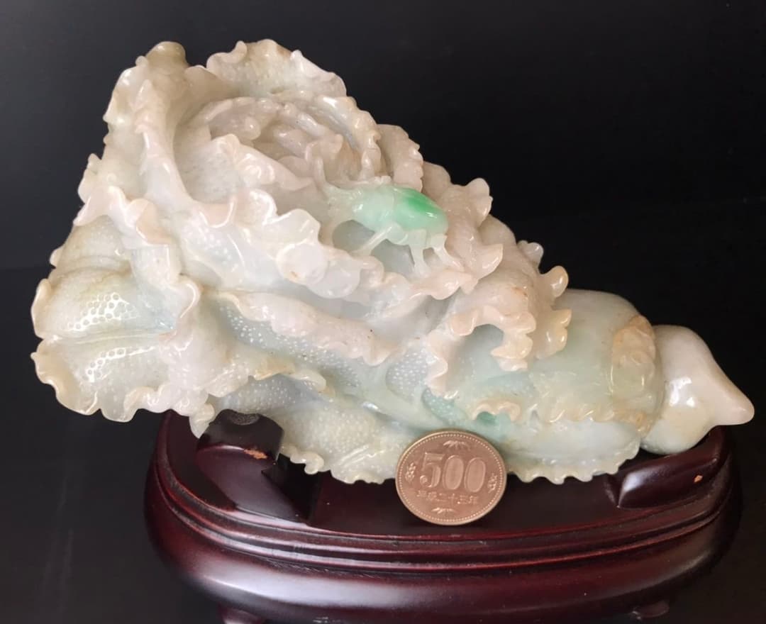 ★超高級一点物★【天然石 翡玉白菜】本翡翠 (台付)    パワーストーン