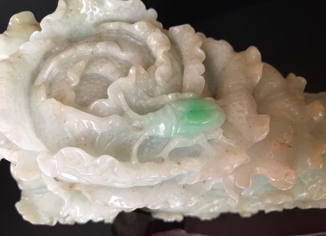★超高級一点物★【天然石 翡玉白菜】本翡翠 (台付)    パワーストーン