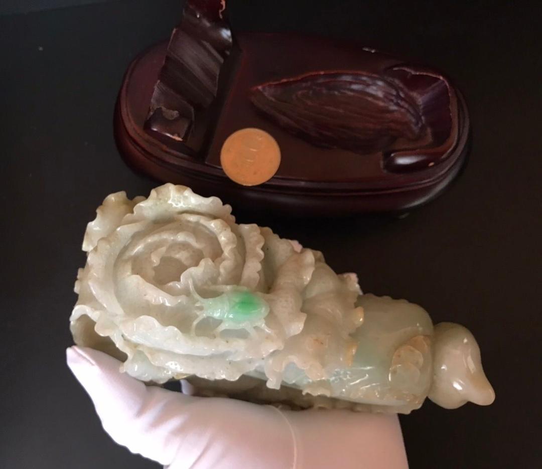 ★超高級一点物★【天然石 翡玉白菜】本翡翠 (台付)    パワーストーン