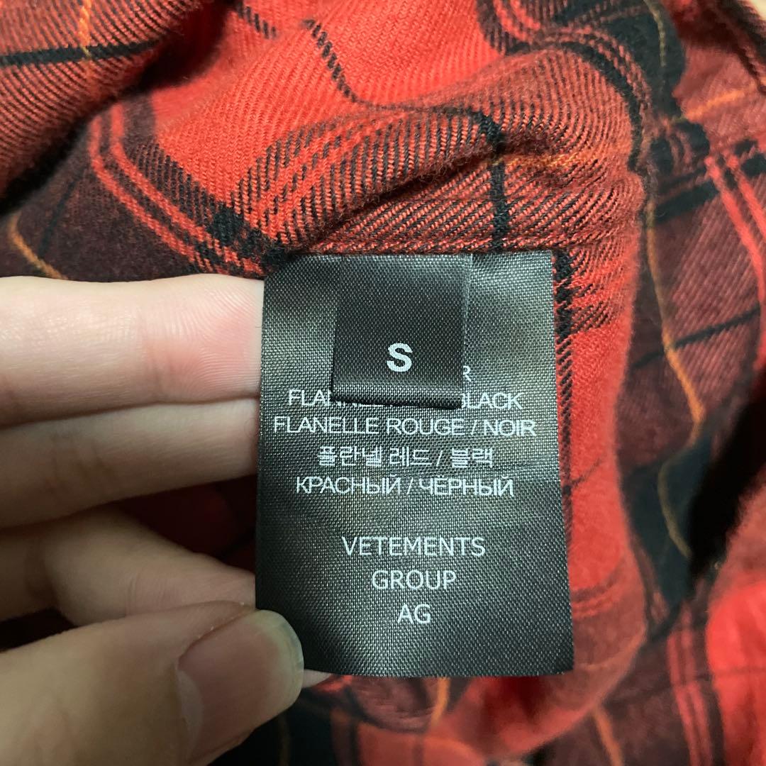 Vetements チェック柄赤長袖ネルシャツ