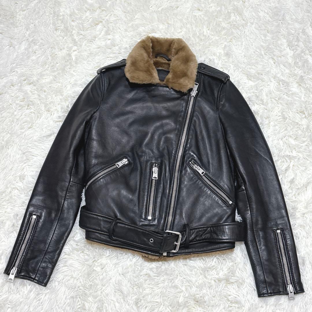 ☆美品☆ALL SAINTS レザーファージャケット　 ライダース　羊革　ファー