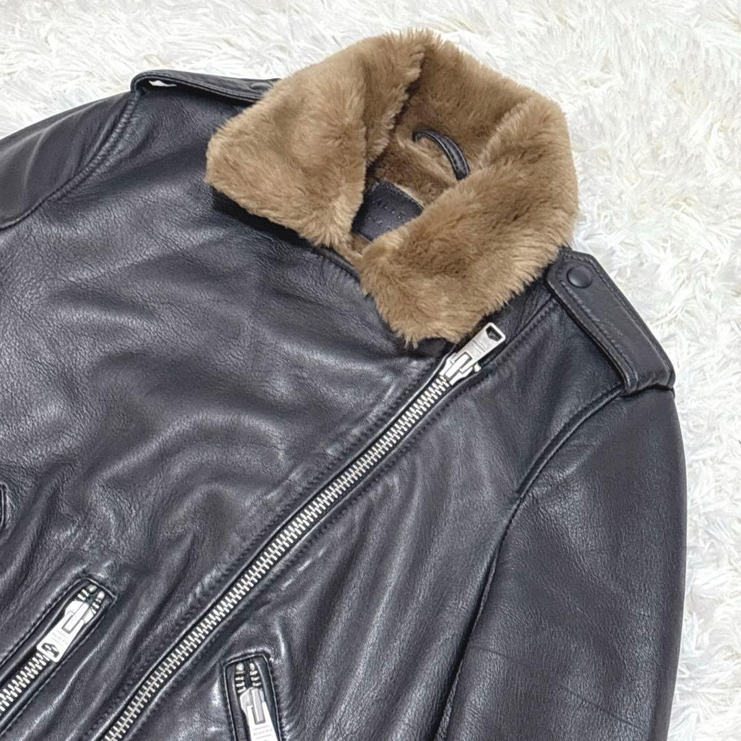 ☆美品☆ALL SAINTS レザーファージャケット　 ライダース　羊革　ファー