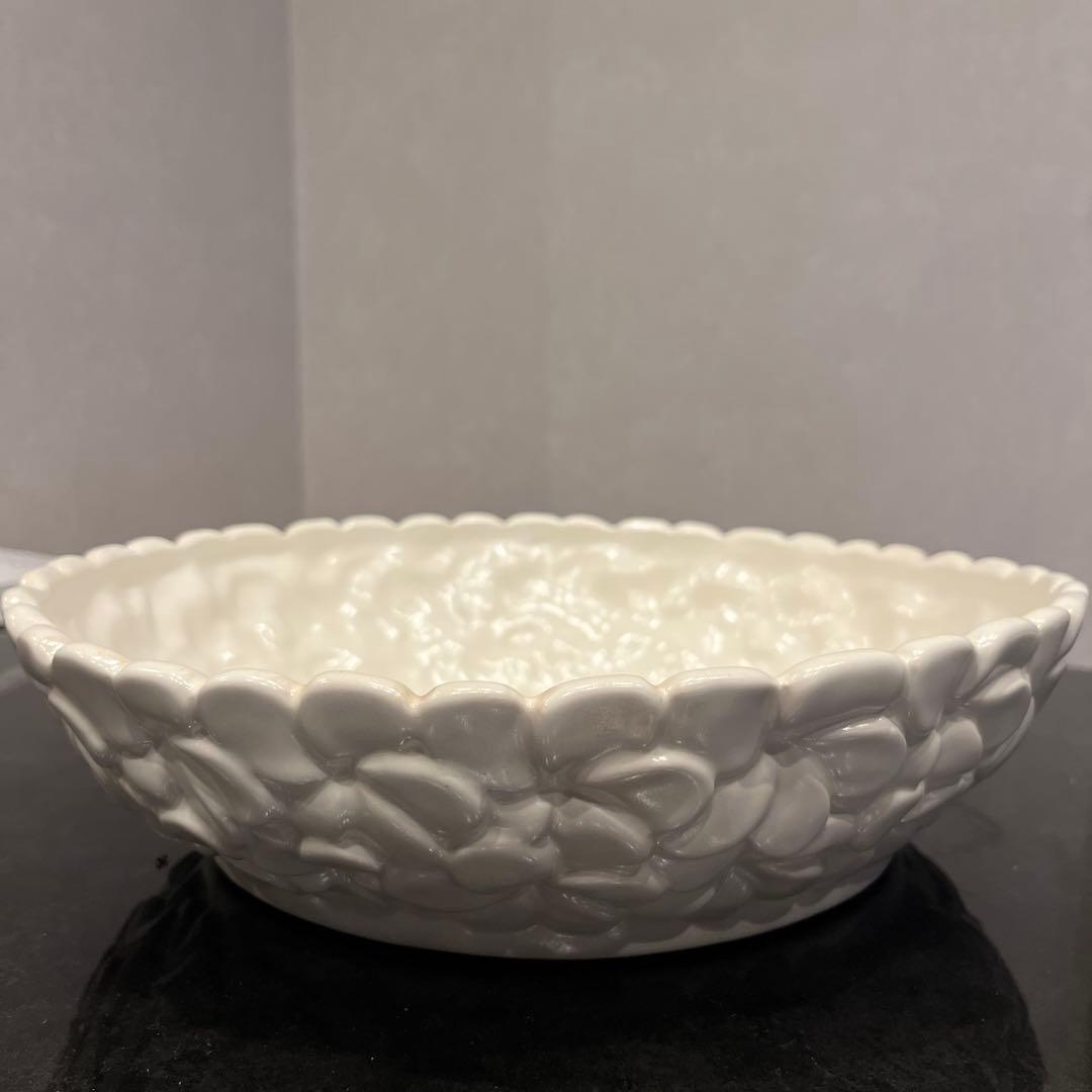 ジェンガラ 大皿 白陶器ボウル フランジパニ柄 フルーツ皿 フルーツボウル